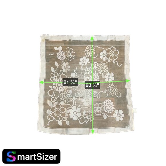 Vintage Japanese Floral Sheer Nylon Scarf 23 3/4" Square - Picture 5 of 6